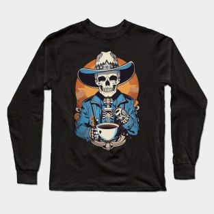 Sunset Cowboy Skeleton Long Sleeve T-Shirt